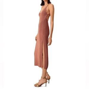 Ba&sh Pupi Metallic Knit Midi Dress